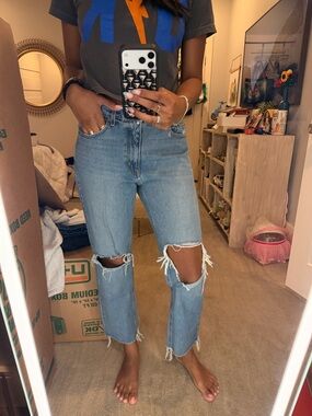 Aviator Nation Light Blue Distressed Boyfriend Jeans